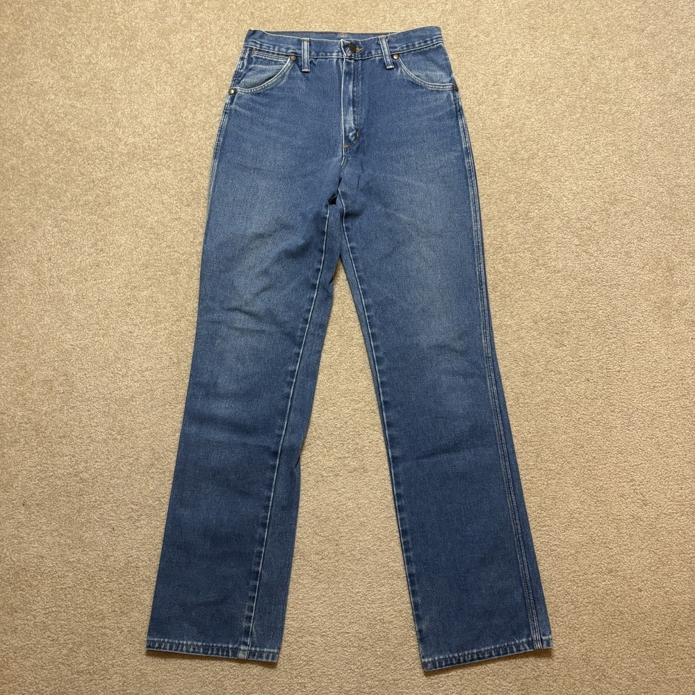 Vtg 70s Wrangler Jeans Mens 27x33 Blue Student Straight Leg Denim USA Cowboy